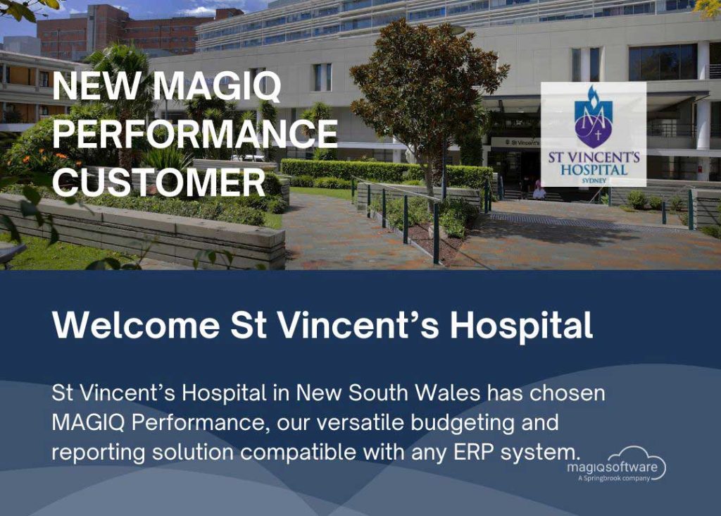 St Vincent's Hospital in Sydney select MAGIQ Performance budgeting and reporting solution.
